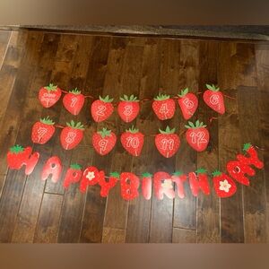 Strawberry berry sweet first birthday decor photo strawberries